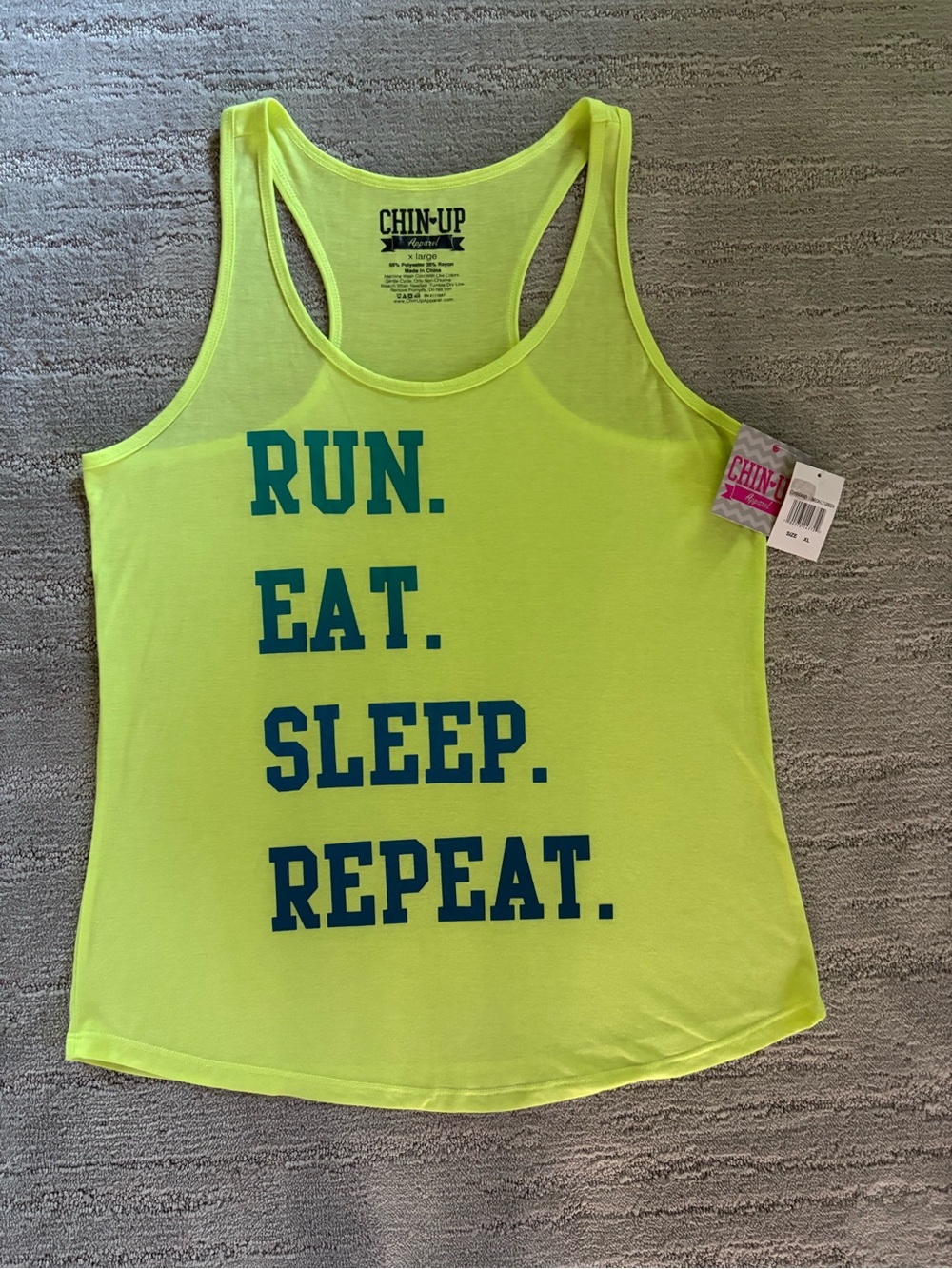 NWT Chin-Up Neon Graphic Workout Tank Top XL Brat Athletic Gym-core Running